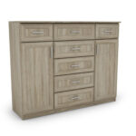 Didelė komoda su stalčiais ir spintelėmis 140 cm Sonoma Jasna – SILVA