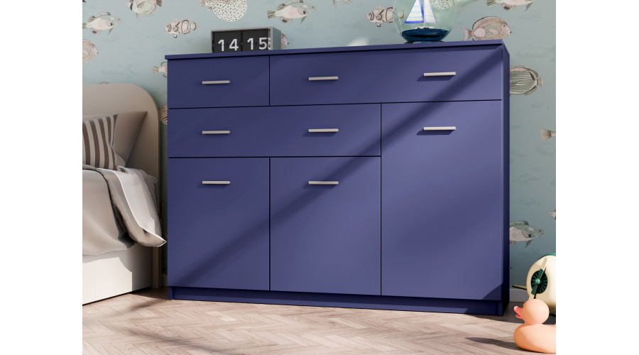 Didelė svetainės komoda su spintelėmis ir daugybe stalčių 150 cm Kobalt – GRANDE - Paveikslėlis 2