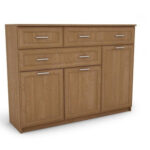 Didelė svetainės komoda su spintelėmis ir daugybe stalčių, 150 cm, Olcha – GRANDE