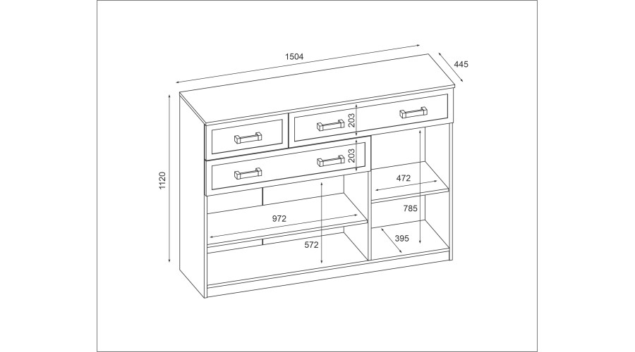 Didelė svetainės komoda su spintelėmis ir daugybe stalčių, 150 cm, Sonoma Ciemna – GRANDE — изображение 2