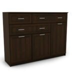 Didelė svetainės komoda su spintelėmis ir daugybe stalčių, 150 cm, Sonoma Ciemna – GRANDE