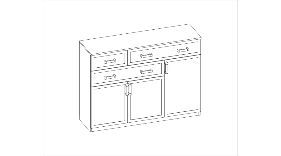 Didelė svetainės komoda su spintelėmis ir daugybe stalčių, 150 cm, Sonoma Ciemna – GRANDE — изображение 3