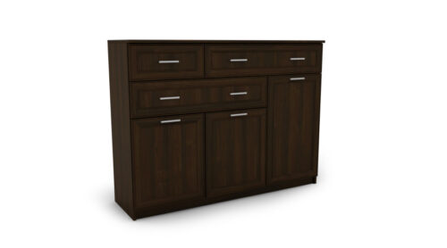Didelė svetainės komoda su spintelėmis ir daugybe stalčių, 150 cm, Sonoma Ciemna – GRANDE