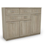 Didelė svetainės komoda su spintelėmis ir daugybe stalčių, 150 cm, Sonoma Jasna – GRANDE