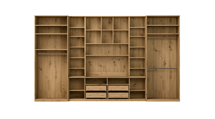 Didelė sieninė spintelė su erdviomis spintomis ir vitrinomis, 390 × 232 cm, Dab Artisan – SAWA - Paveikslėlis 4