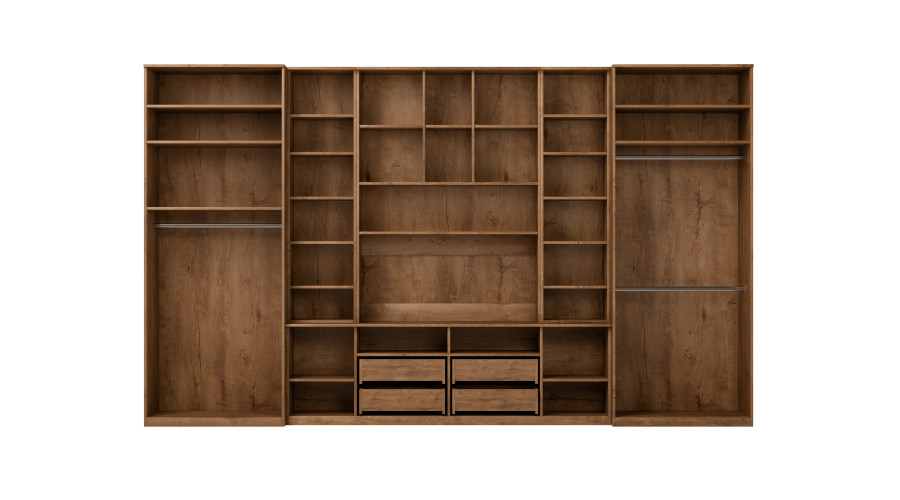 Didelė sieninė spintelė su erdviomis spintomis ir vitrinomis, 390 × 232 cm, Dab Lefkas – SAWA — изображение 4