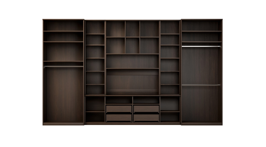 Didelė sieninė spintelė su erdviomis spintomis ir vitrinomis 390 × 232 cm, Sonoma Ciemna / Orzech Okapi – SAWA — изображение 4