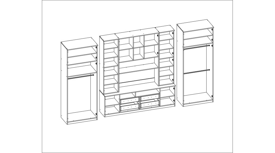 Didelė sieninė spintelė su erdviomis spintomis ir vitrinomis 390 × 232 cm Sonoma Ciemna / Sonoma Jasna – SAWA - Paveikslėlis 7