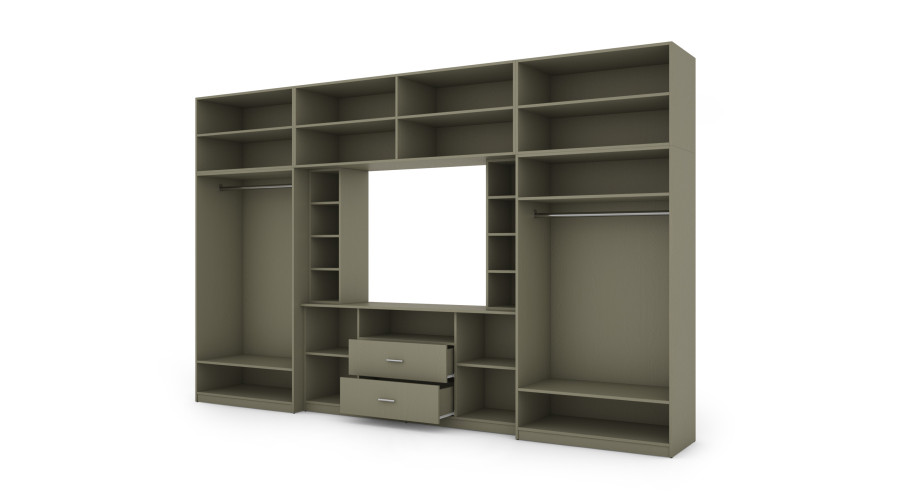 Elegantiška sieninė spintelė su spintomis ir televizoriaus lentyna 380×240 cm Eukaliptus – DAKO - Paveikslėlis 4