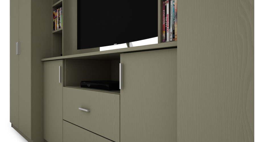 Elegantiška sieninė spintelė su spintomis ir televizoriaus lentyna 380×240 cm Eukaliptus – DAKO - Paveikslėlis 5