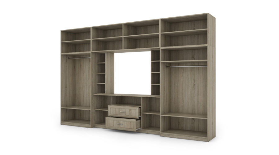 Elegantiška sieninė spintelė su spintomis ir televizoriaus lentyna 380 × 240 cm Sonoma Jasna – DAKO - Paveikslėlis 4