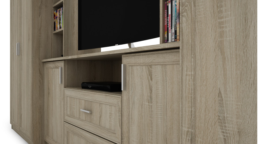 Elegantiška sieninė spintelė su spintomis ir televizoriaus lentyna 380 × 240 cm Sonoma Jasna – DAKO - Paveikslėlis 5
