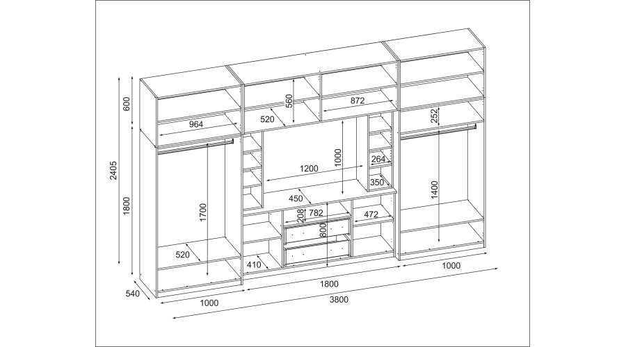 Elegantiška sieninė spintelė su spintomis ir televizoriaus lentyna 380 × 240 cm Sonoma Jasna – DAKO - Paveikslėlis 7
