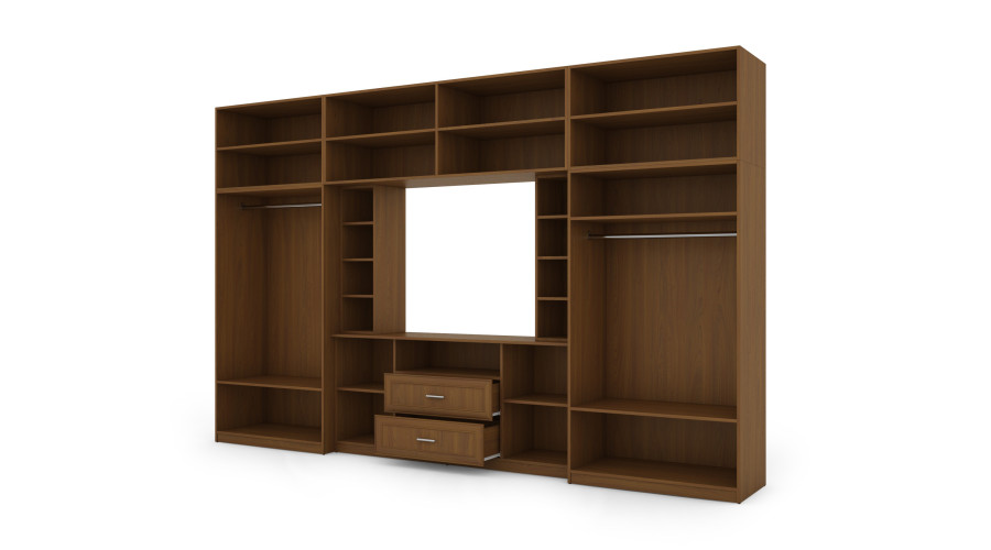 Elegantiška sieninė spintelė su spintomis ir televizoriaus lentyna 380×240 cm Wiśnia Porto – DAKO - Paveikslėlis 3