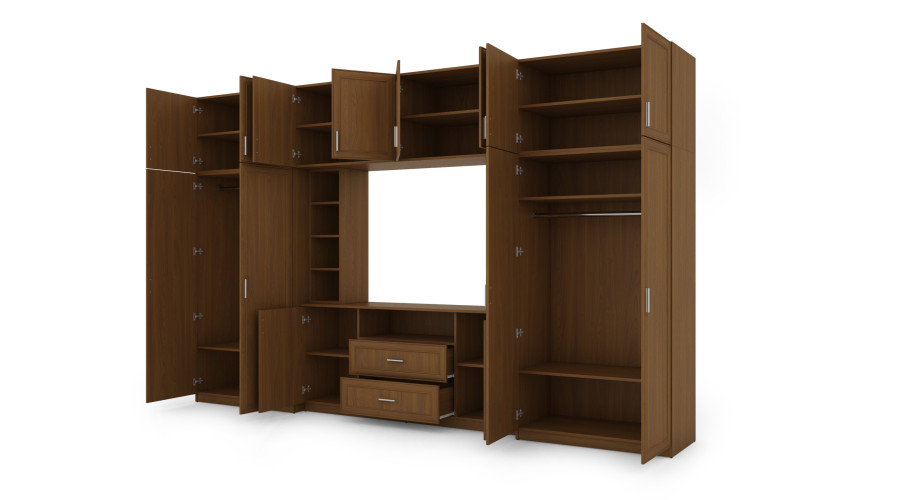 Elegantiška sieninė spintelė su spintomis ir televizoriaus lentyna 380×240 cm Wiśnia Porto – DAKO - Paveikslėlis 4