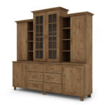 Klasikinė didelė vitrina su spintelėmis ir stalčiais, 210 cm, Dab Lefkas – ROYAL