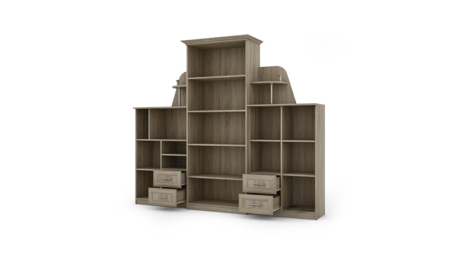 Klasikinė sieninė spintelė su didele stikline vitrina, baru ir patalynės spinta 240 × 207 cm Sonoma Jasna – TEXAS - Paveikslėlis 3