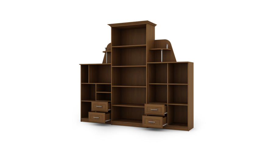 Klasikinė sieninė spintelė su didele stikline vitrina, baru ir patalynės spinta 240 × 207 cm Wiśnia Porto – TEXAS — изображение 3