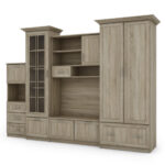 Klasikinė sieninė spintelė su erdvia spinta ir baru 280 × 207 cm Sonoma Jasna – MILO