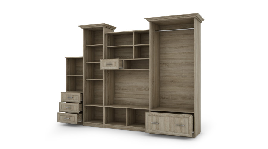 Klasikinė sieninė spintelė su erdvia spinta ir baru 280 × 207 cm Sonoma Jasna – MILO — изображение 3