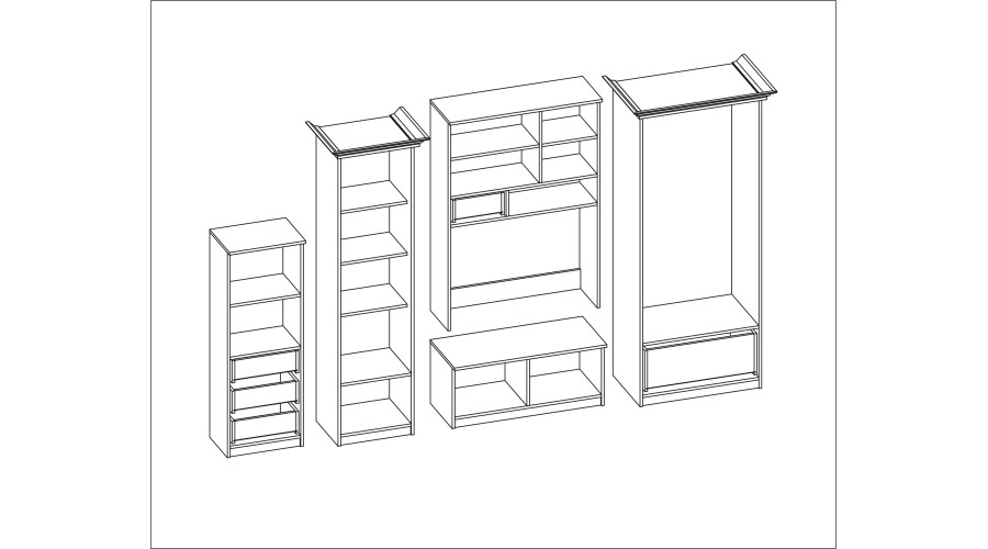 Klasikinė sieninė spintelė su erdvia spinta ir baru 280 × 207 cm Sonoma Jasna – MILO — изображение 6