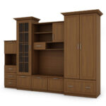 Klasikinė sieninė spintelė su erdvia spinta ir baru 280×207 cm Wiśnia Porto – MILO