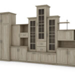 Klasikinė sieninė spintelė su triguba vitrina ir erdvia spinta 360 × 207 cm Sonoma Jasna – HADES + Drabužinė