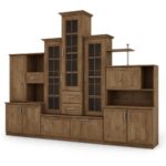 Klasikinė sieninė spintelė su trijų dalių vitrina ir knygų lentyna 280 × 207 cm Wiśnia Porto – HADES