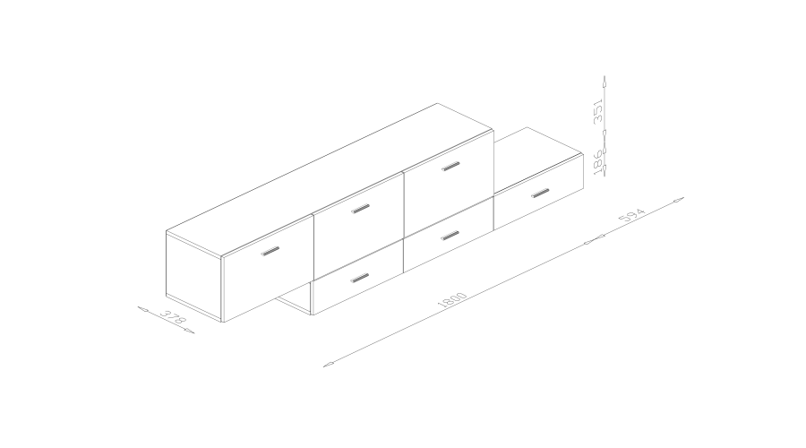 Laisvai pastatoma arba prie sienos montuojama modulinė komoda 180–240 cm, Kaszmirowy Beż / Czarny Onyx – MULTI SMART — изображение 6