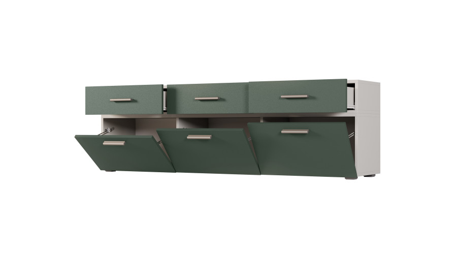 Laisvai pastatoma arba prie sienos montuojama modulinė komoda 180–240 cm, Szary Jasny / Zieleń Butelkowa – MULTI SMART — изображение 4