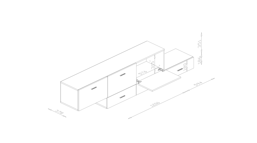 Laisvai pastatoma arba prie sienos montuojama modulinė komoda 180–240 cm, Szary Jasny / Zieleń Butelkowa – MULTI SMART — изображение 5