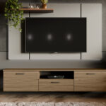 Televizoriaus spintelė kambariui su 180 cm televizoriumi, pakabinama arba pastatoma