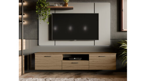 Televizoriaus spintelė kambariui su 180 cm televizoriumi, pakabinama arba pastatoma