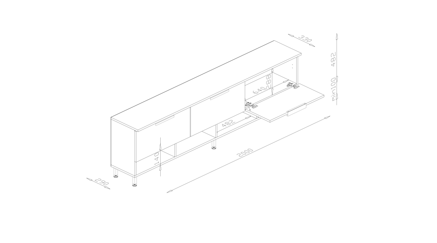 Televizoriaus spintelė svetainei, skirta 200 cm televizoriui, pakabinama arba pastatoma — изображение 6