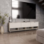 Televizoriaus spintelė svetainei, skirta 200 cm televizoriui, pakabinama arba pastatoma