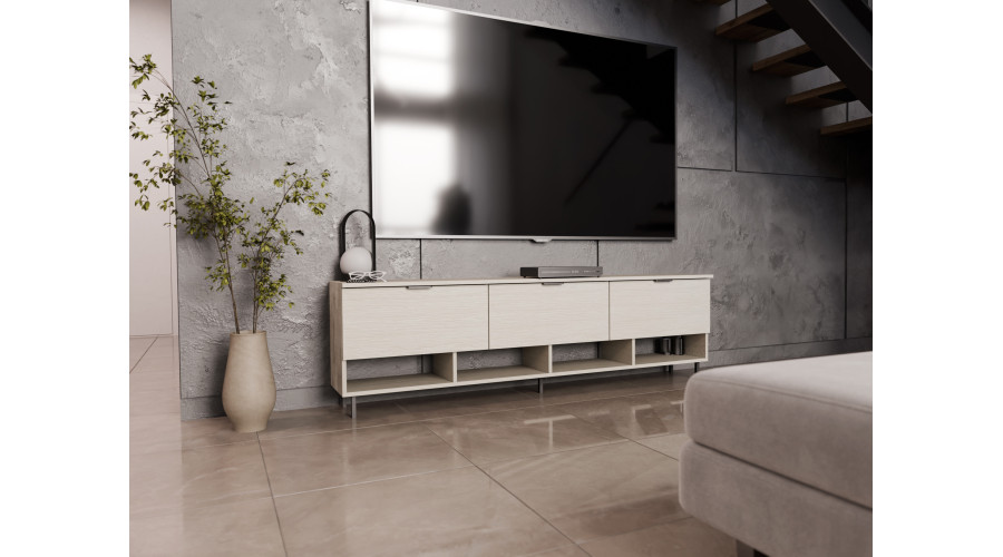 Televizoriaus spintelė svetainei, skirta 200 cm televizoriui, pakabinama arba pastatoma