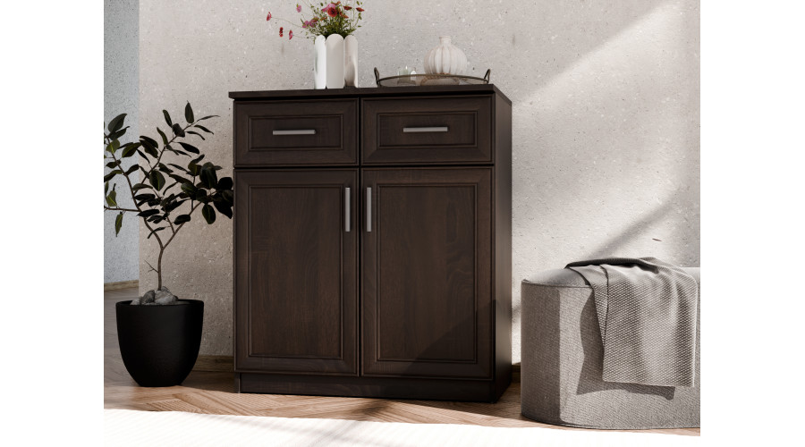 Komoda su durelėmis ir stalčiais 80 cm Sonoma Ciemna – OPTIMA - Paveikslėlis 2