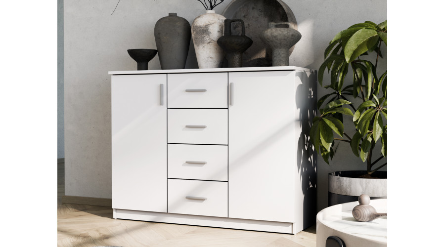 Maža komoda su stalčiais ir spintelėmis, 120 cm, Biel – KINGA - Paveikslėlis 2