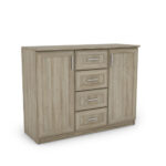 Maža komoda su stalčiais ir spintelėmis, 120 cm, Sonoma Jasna – KINGA