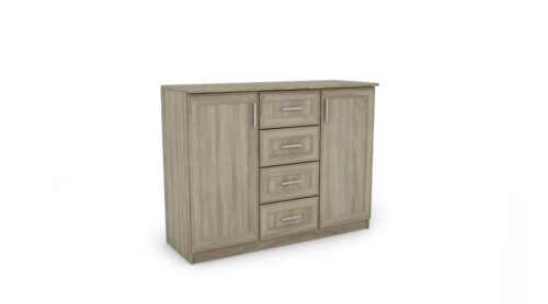 Maža komoda su stalčiais ir spintelėmis, 120 cm, Sonoma Jasna – KINGA