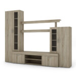 Maža sieninė spintelė su vitrina ir vieta televizoriui 266 × 210 cm Sonoma Jasna – APOLLO