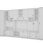 Erdvi sieninė spintelė, 400 cm pločio, spintos, spintelės, televizorius, lentynos, baras, Biel- CYKLON