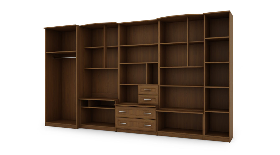 Sieninė spintelė su erdviomis spintomis, lentynomis, spintelėmis, televizoriumi, vitrinomis, plotis 360 cm - HAVANA Wiśnia Porto — изображение 3