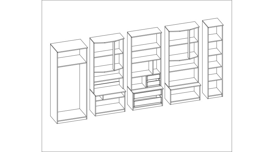 Sieninė spintelė su erdviomis spintomis, lentynomis, spintelėmis, televizoriumi, vitrinomis, plotis 360 cm - HAVANA Wiśnia Porto — изображение 6