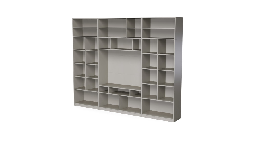 TV spintelė su stiklinėmis vitrinomis, 303 × 240 cm, Kaszmirowy Beż – VERO — изображение 3