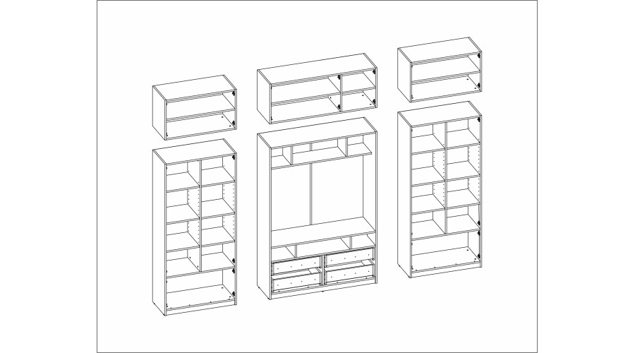 TV spintelė su stiklinėmis vitrinomis, 303 × 240 cm, Kaszmirowy Beż – VERO — изображение 6