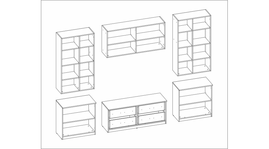 Svetainės spintelė su televizoriaus lentyna, spintelėmis ir stalčiais, 300 × 220 cm, elegantiškas ąžuolas – STILO - Paveikslėlis 6