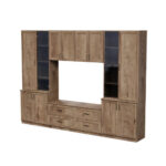 Svetainės spintelė su televizoriaus lentyna, spintelėmis ir stalčiais, 300 × 220 cm, Lefkas ąžuolas – STILO