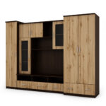 Sieninė spintelė su didele spinta ir kolona 270 × 200 cm, Sonoma Ciemna / Dąb Wotan – BOSMAN
