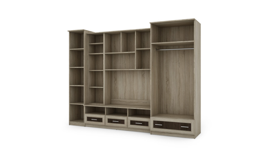 Sieninė spintelė su didele spinta ir kolona 270 × 200 cm, Sonoma Jasna / Orzech Okapi – BOSMAN - Paveikslėlis 3